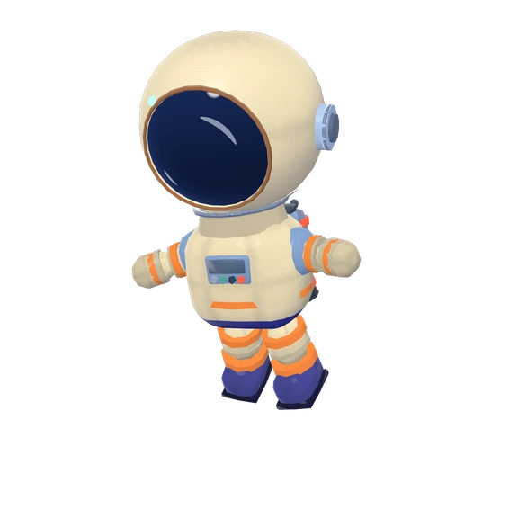 Your astronaut guide flies with a jetpack