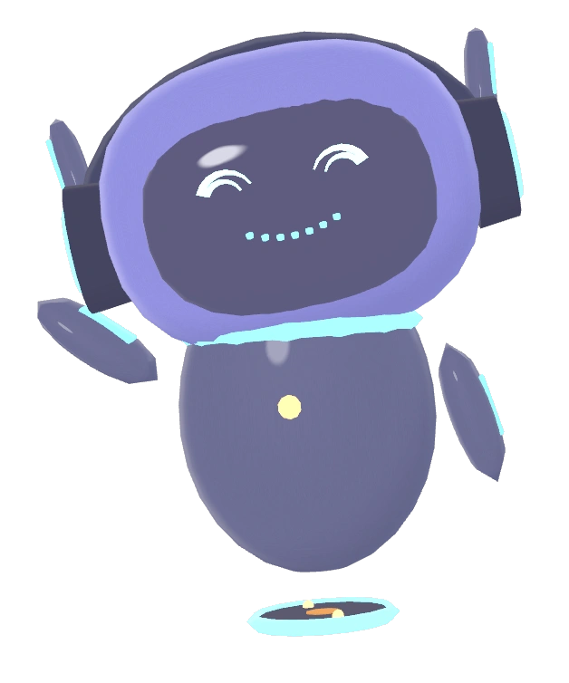 DJ Nova smiling and waving, with glowing eyes and headphones